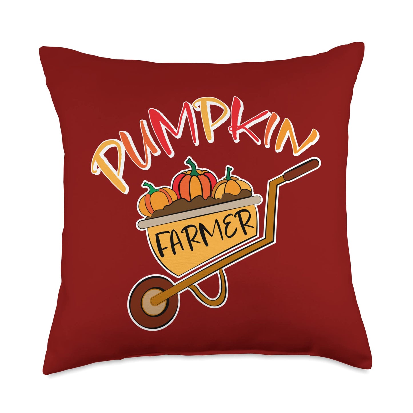 Wheelbarrow Full Of Pumpkins Pumpkin Farmer Throw Pillow