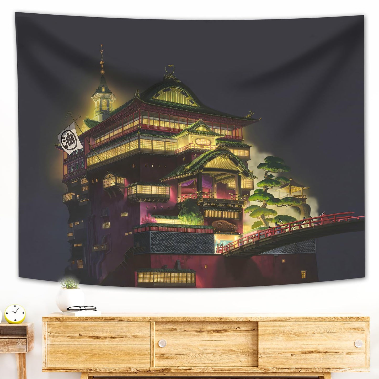 Pounchi Japanese Anime Tapestry (51 x 59 Inch with Hooks Kit) Japanese Backdrop Wall Hanging Tapestry for Bedroom Living Room Dorm Gifts for Birthday Party Decorations