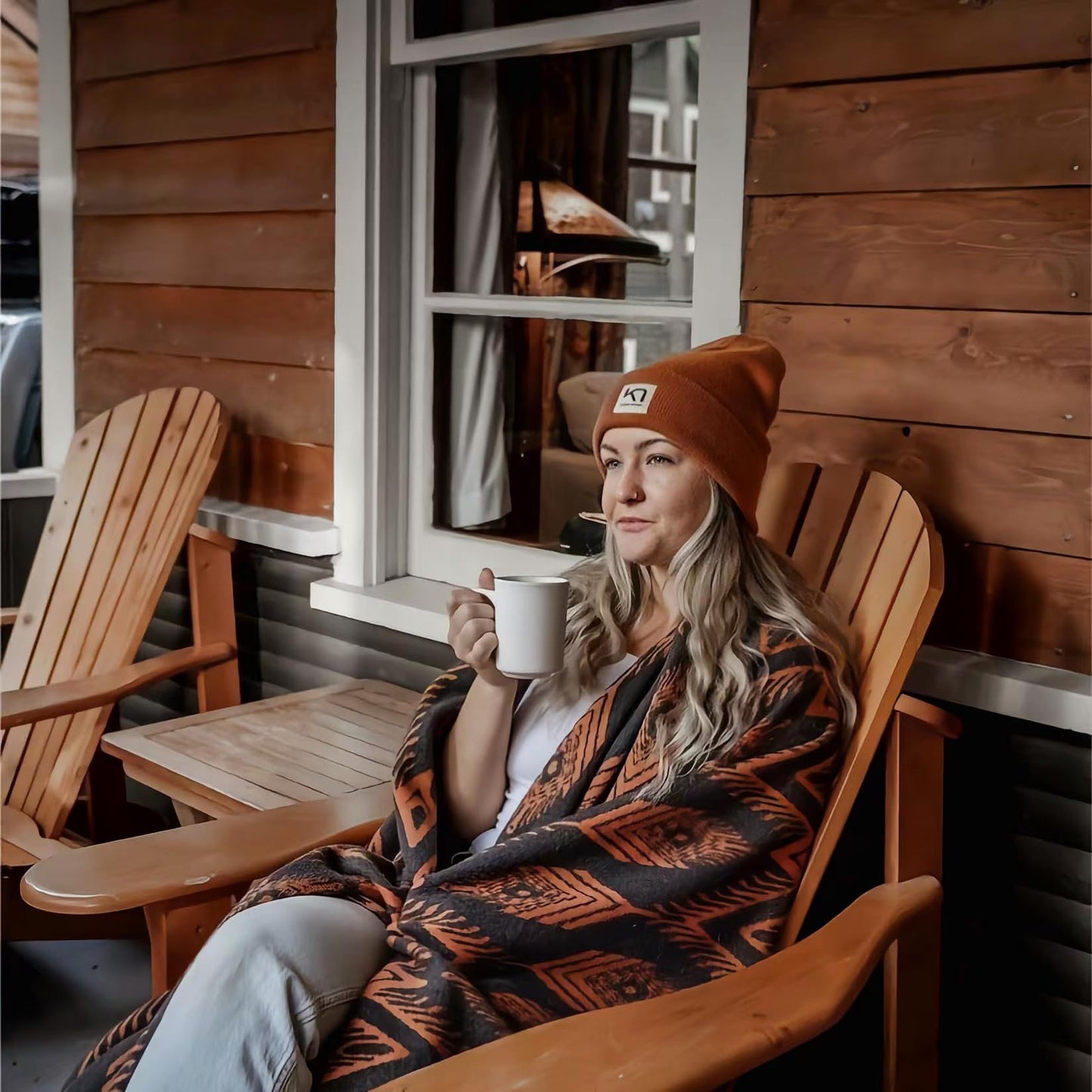 PuTian Merino Wool Blanket - 4 lbs Warm, Thick, Washable, Large 87" x 63" Throw for Outdoors, Camping, Couch, Bed, Travel - Super Soft - Bohemia Orange