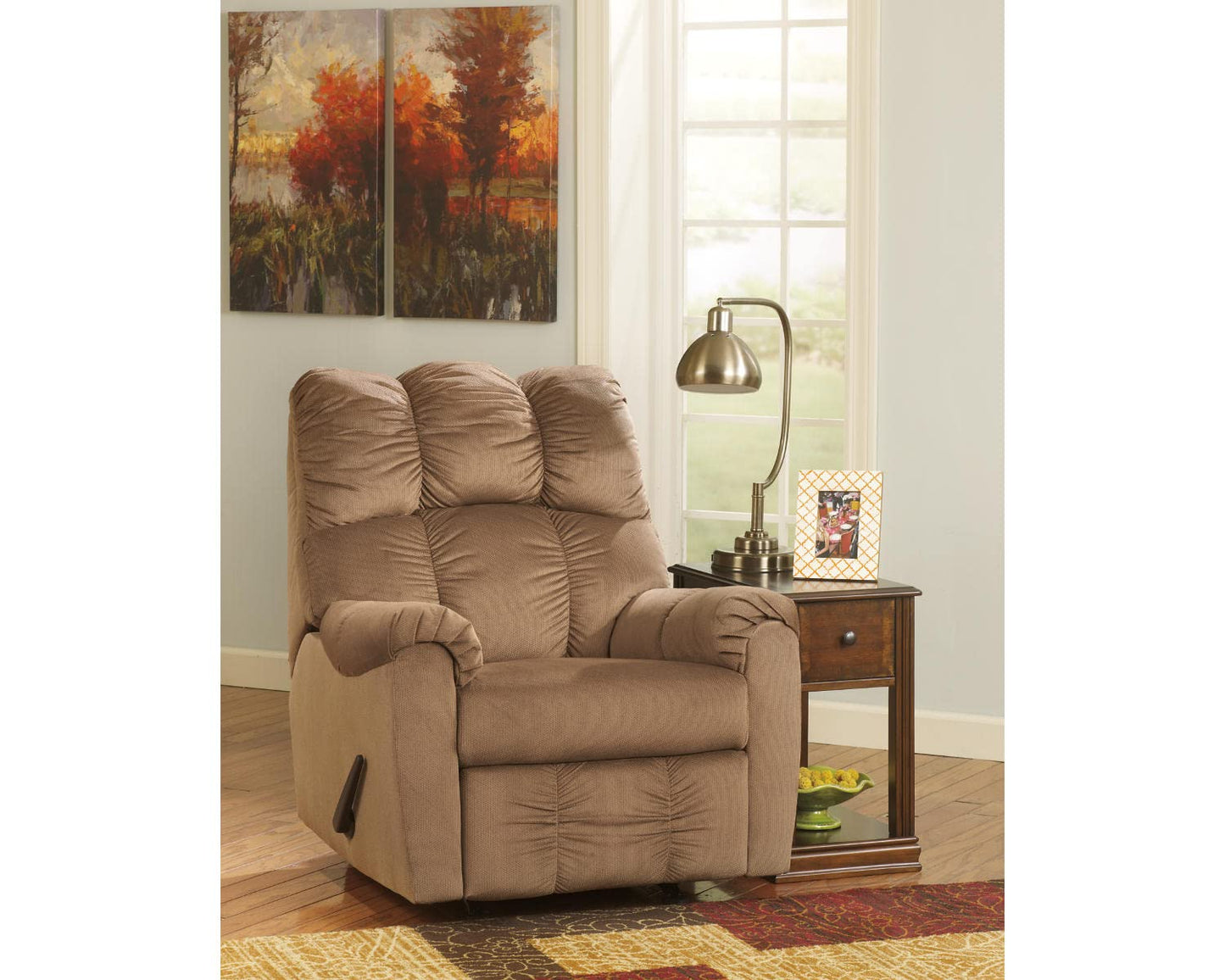 Signature Design by Ashley Breegin Chair Side End Table, 1 Drawer, 1 Fixed Shelf, Veneers, Wood, 13.13" W x 22.13" D x 23" H, Brown