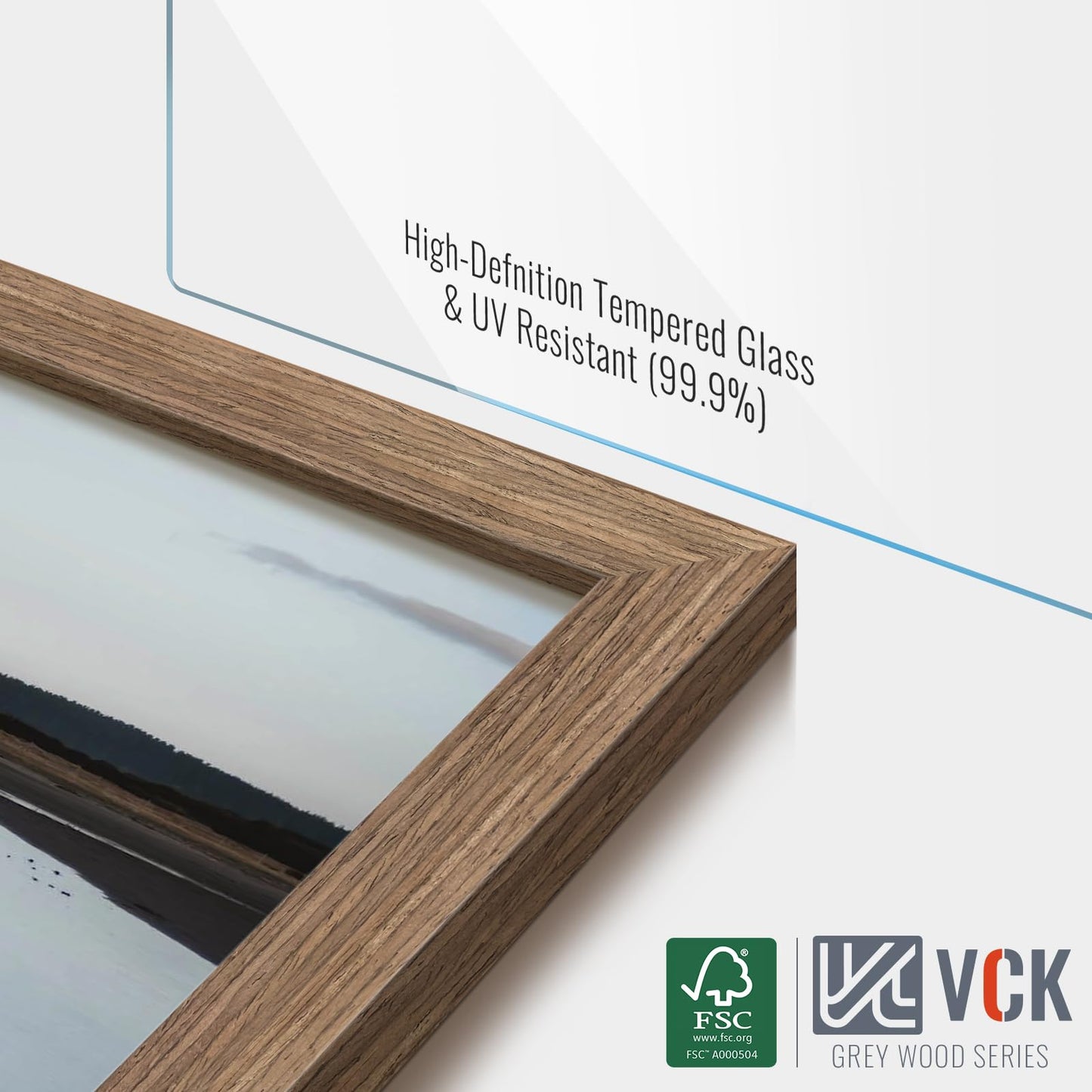 VCK 5x7 Picture Frame 2 Pack - Walnut, High-End Wood Poster Frames with Tempered Glass, Display 4x6 Photo with Mat or 5x7 without Mat, Art Gallery-Quality, Wall Hanging/Tabletop, Walnut