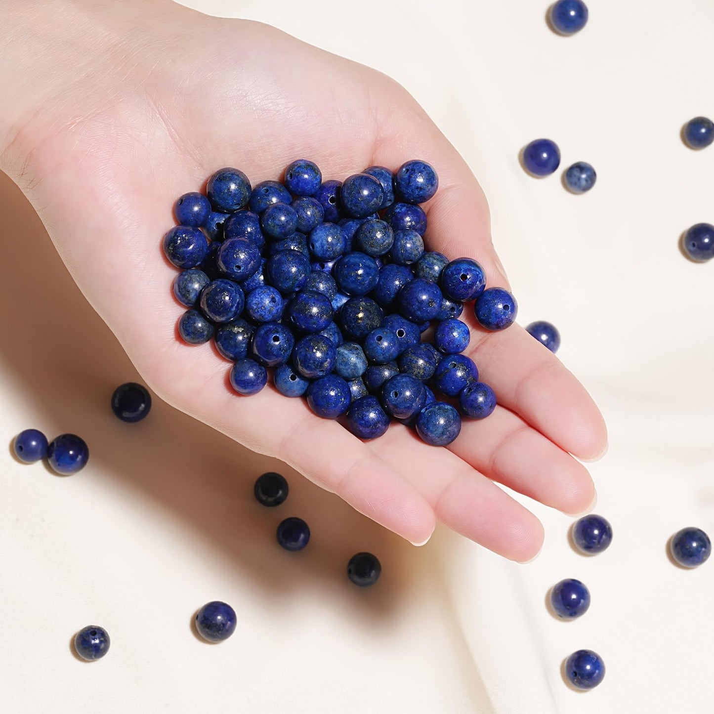 10mm Natural Lapis Lazuli Gemstone Beads Polished Round Smooth Stone Beads for Bracelets Jewelry Making 15inch Loose Beads