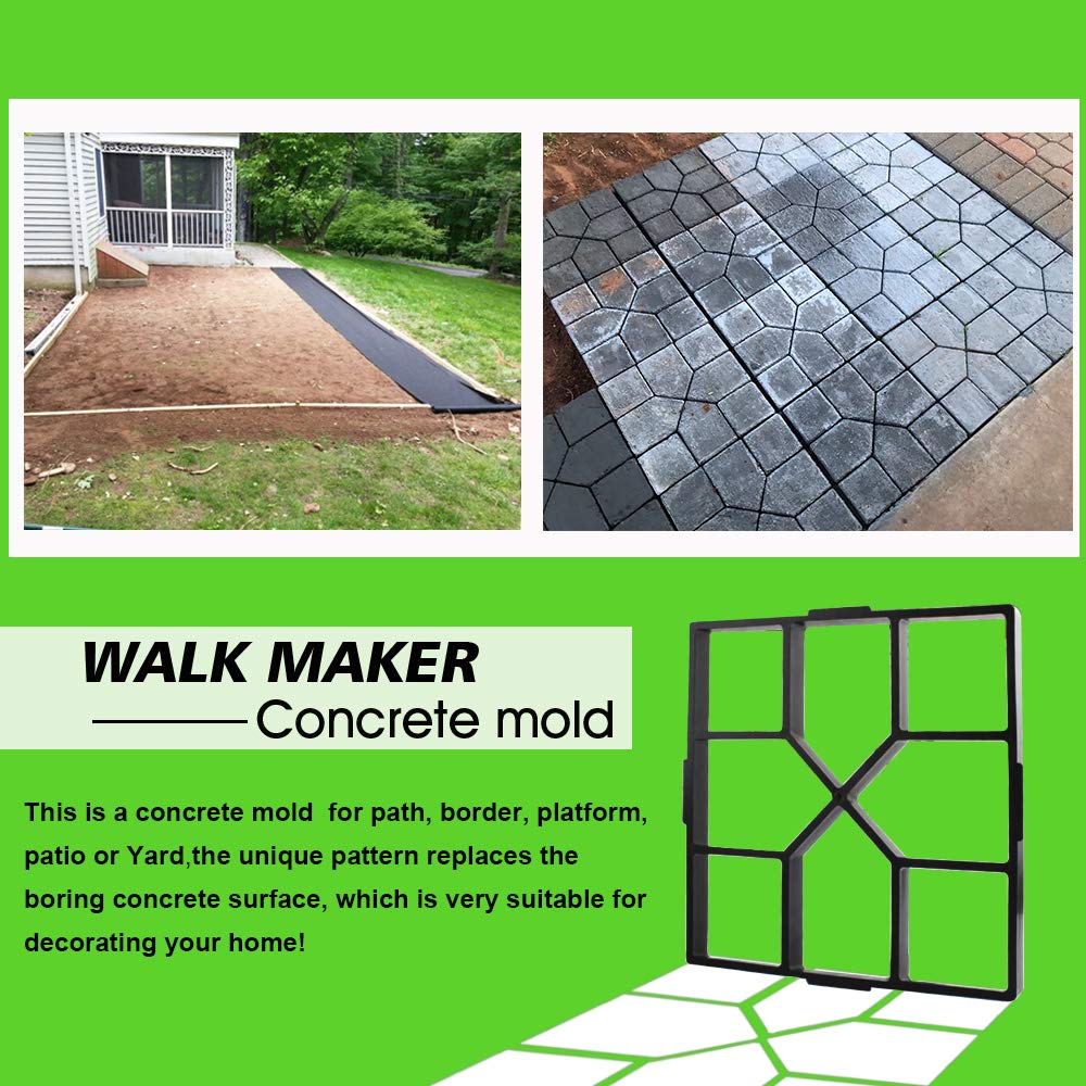 Walk Maker Reusable Concrete Molds 15.7"x15.7"x1.57" Paver Yard Patio Lawn Garden DIY Walkway Pavement Paving Moulds (Cross Square)