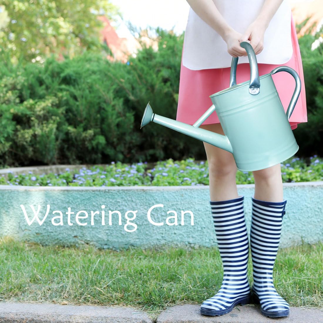 Metal Watering Can 1 Gallon with Removable Spout, Ideal Plant Watering Can for Indoor and Outdoor Plants (One Gallon Creamgreen)