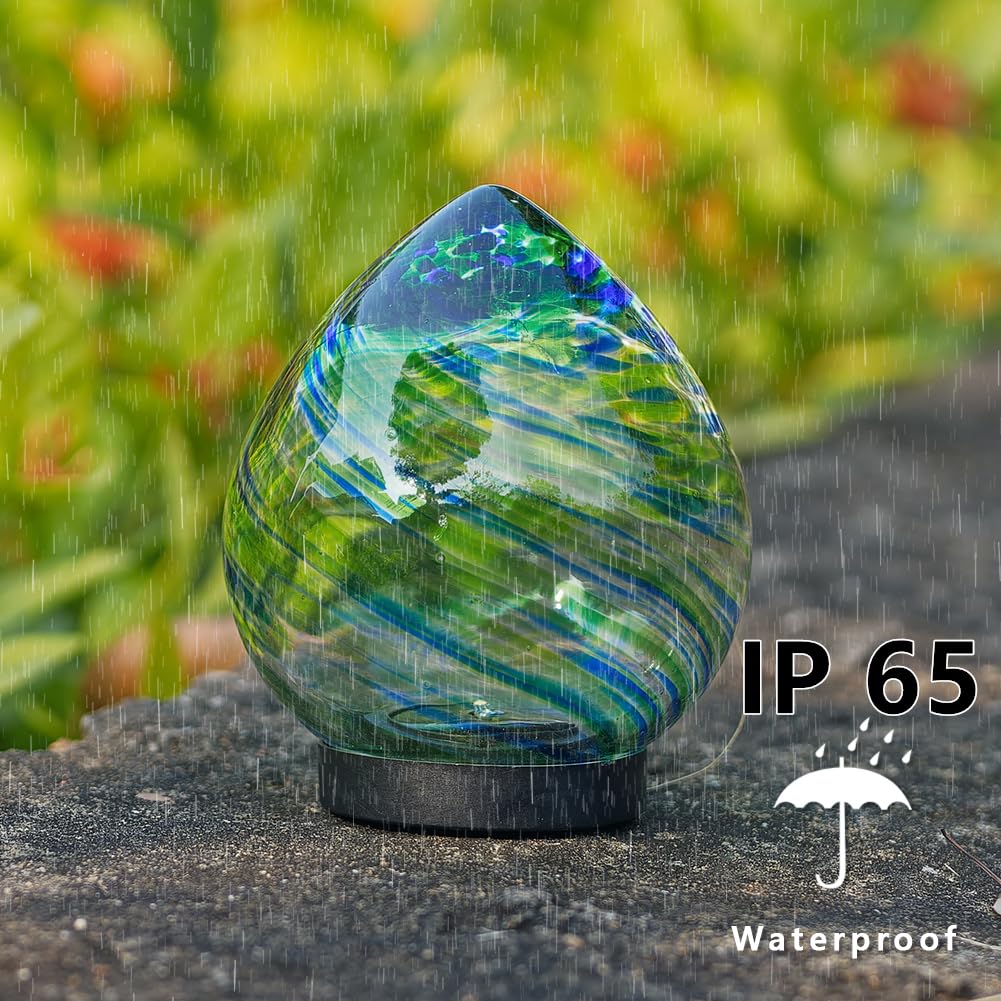 VEWOGIFT Solar Lanterns Outdoor, Solar Glass Lights, Waterproof Led Table Lamp for Garden Yard Tree Home Xmas Decoration, Green Blue