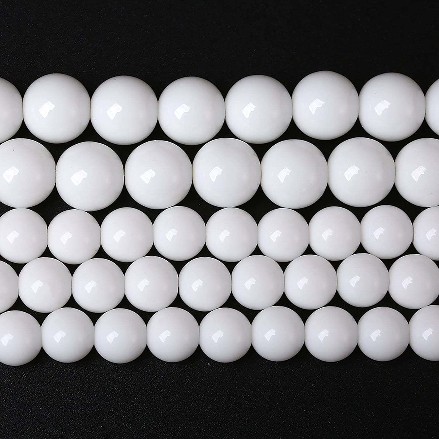 6mm 60PCS White Porcelain Agate Round Spacer Loose Beads for Jewelry Making DIY Bracelet Necklace 15 inches