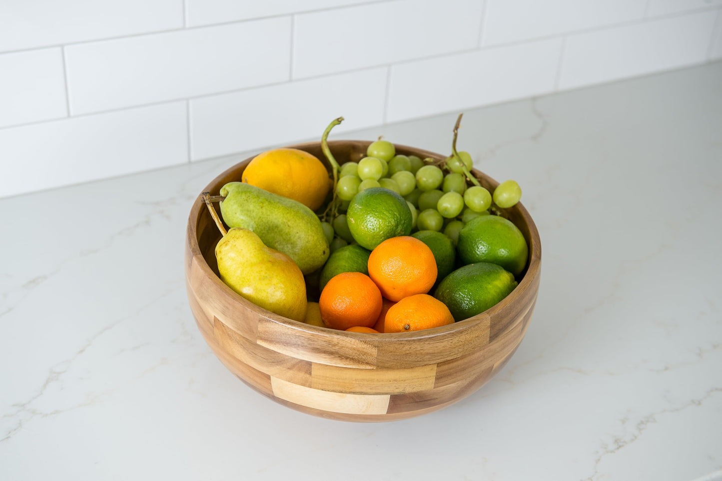 Lipper International Acacia Wood Footed Round Serving Bowl for Fruits or Salads, Small, 12" Diameter x 4" Height, Single Bowl