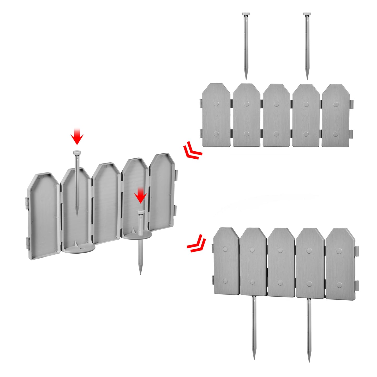 Evelyne Garden Border Edging: Wooden Grain Fence Dog Ear Design - Landscaping Fence Liner Lawn Edge Barrier - Decorative Lawn Landscape Panels Elements -Landscaping Edging (Gray, 10ft.)