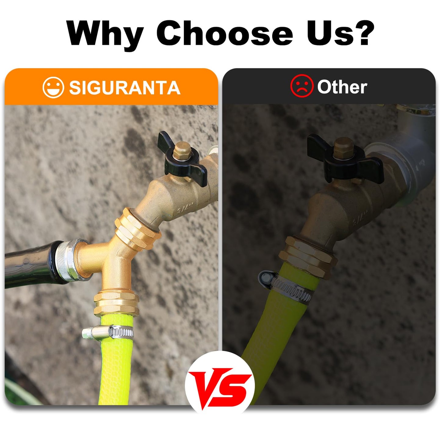 SIGURANTA Garden hose splitter, Brass Y-Type Unrestricted Flow Fitting, Garden Faucet splitter (2-way full flow 2Pcs)