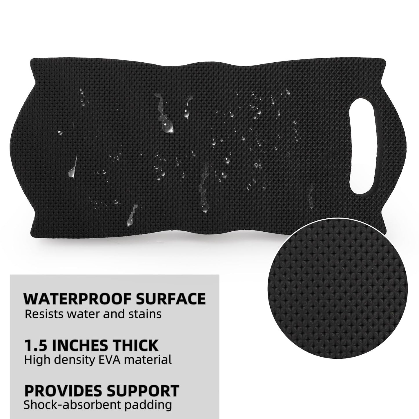 Covzoe 4 Pack Thick Kneeling Pad, 15.7" L x 7" W x 1.5" Th Waterproof Garden Kneel Pads Cushion with Handle, Soft Foam Kneeler Mat for Work, Cleaning, Yoga, Praying, Bath, Exercise, Black
