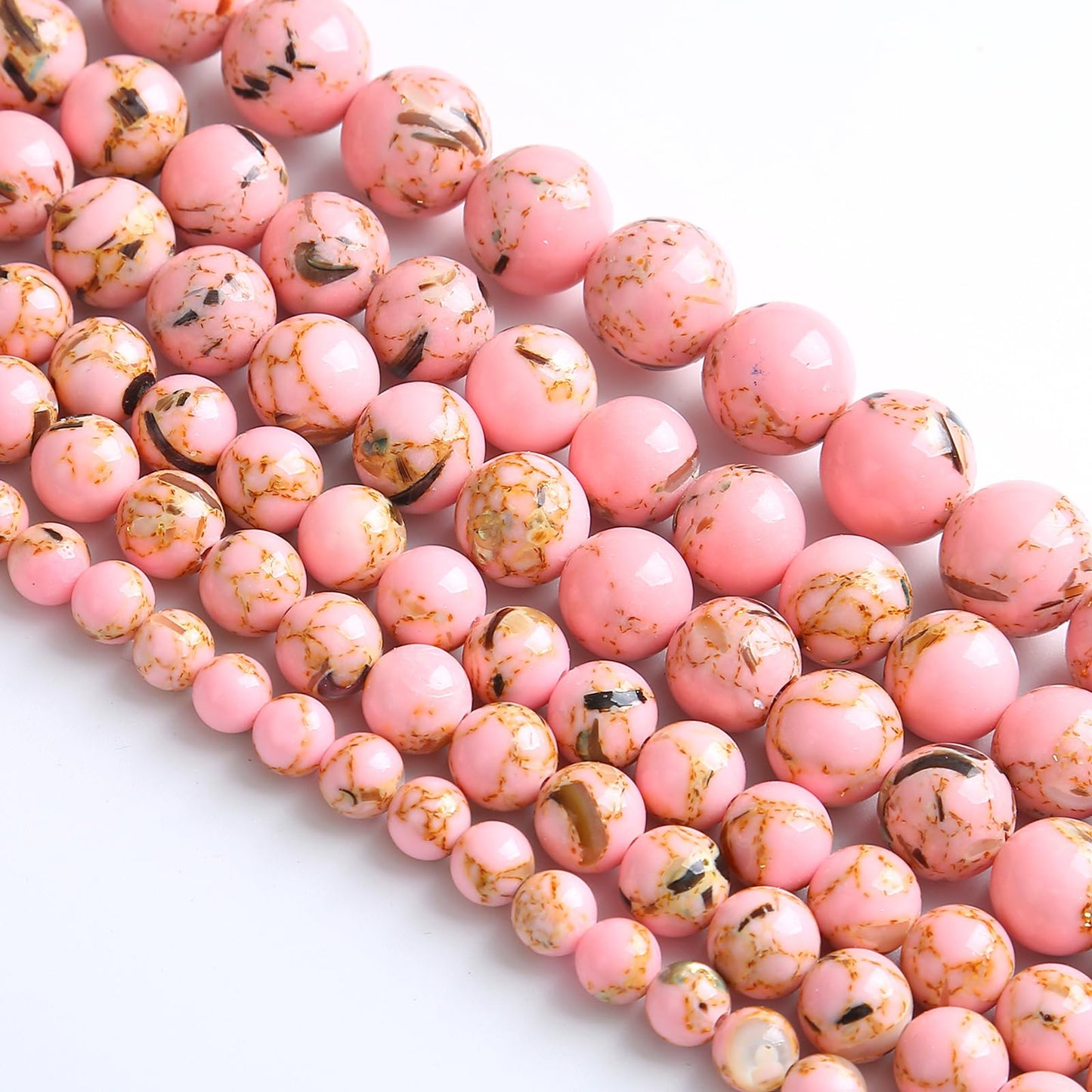 6MM 60PCS Pink Shell Turquoise Spacer Loose Beads for Jewelry Making DIY Bracelet Necklace
