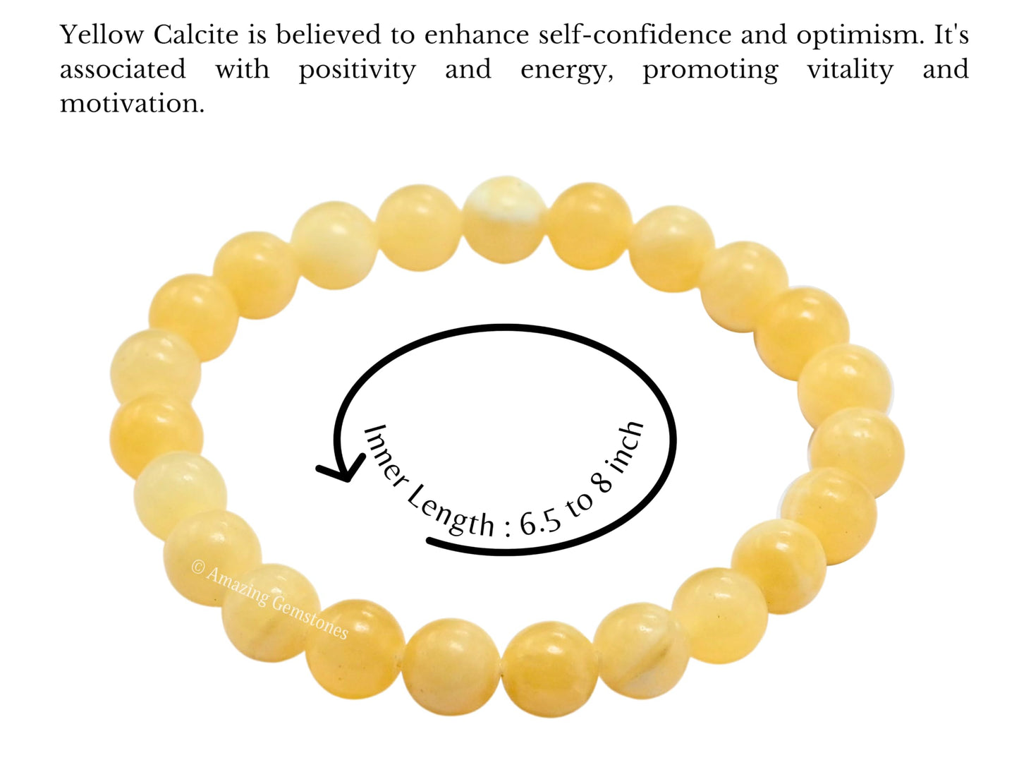Amazing Gemstone Crystal Bracelet for Women Men's Gifts - Protection Healing Crystal Bracelet - 8mm Gemstone Beaded Stretchable Bracelet Pulseras Para Hombres Mujer Stocking Stuffers Mothers Day Gift (Yellow Calcite)