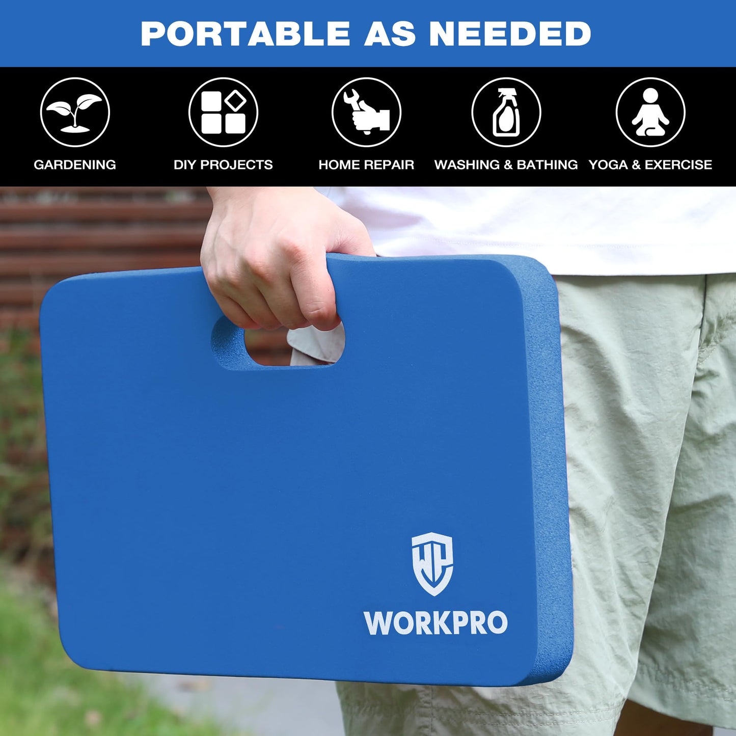 WORKPRO Extra Thick Kneeling Pad, Soft NBR Foam Cushioning for Knee, Large Foam Kneeler Mat for Gardening, Bathing Baby, Exercise, Workout Supplies, 17.5 x 11 x 1.5 in, Blue