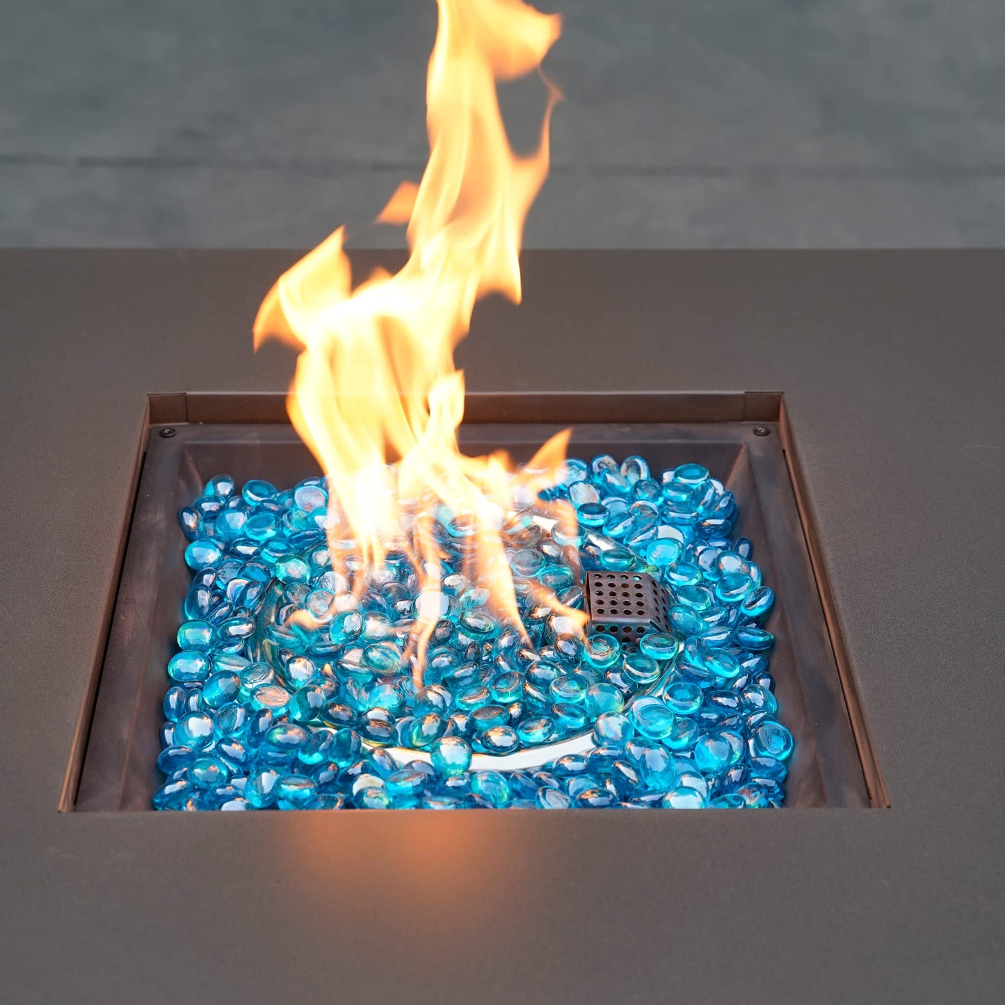 Mr. Fireglass 10 Pound Fire Glass Beads, 1/2" Reflective Round Fire Glass Drops for Fireplace Fire Pit & Lanscaping, High Luster Caribbean Blue