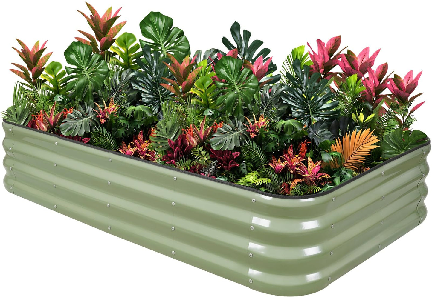 1MORE Raised Garden Bed -5X3X1 Galvanized Planter Box for Outdoor Gardening,4 in 1 Modular Raised Bed Kit with Protective Tape, Gloves for Herb,Ideal for Vegetables and Plants.Green-1Pack