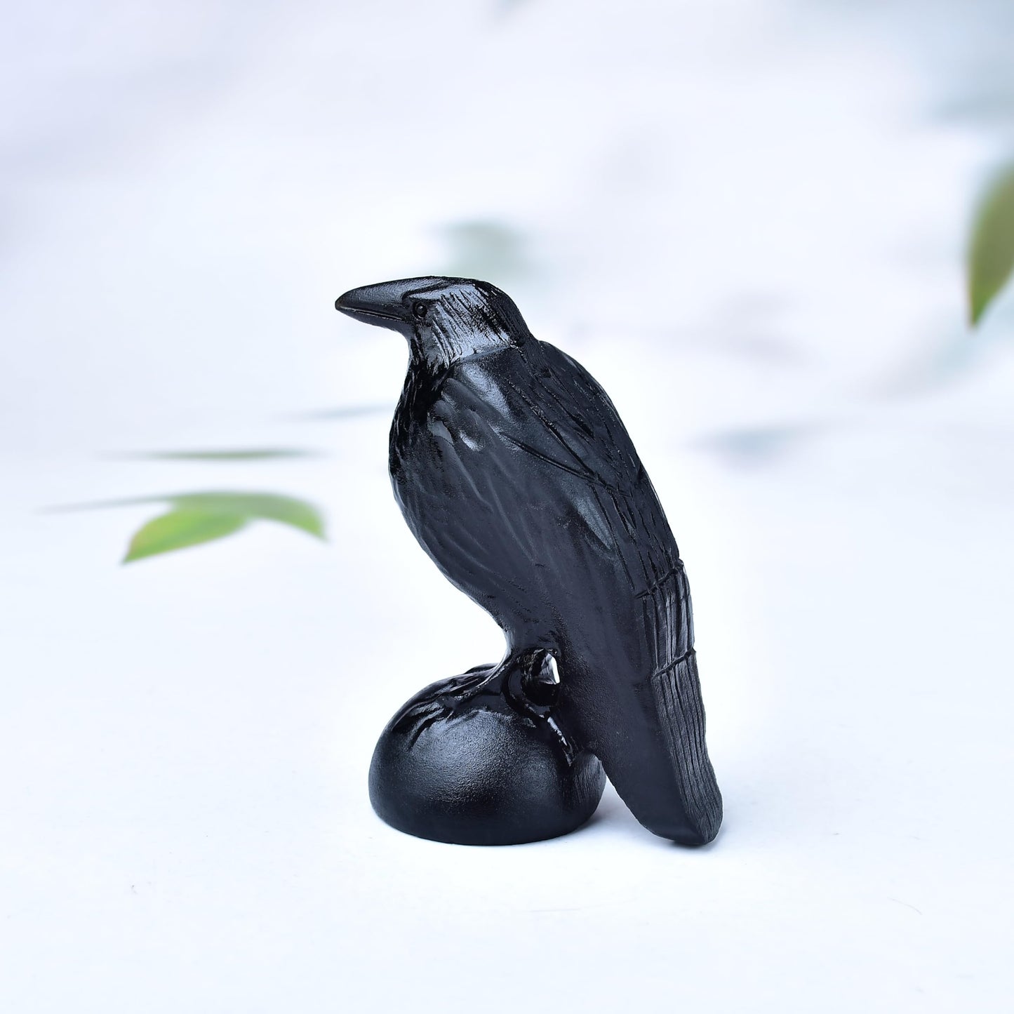 DZJXBZhu Obsidian Crystal Raven Sculpture Lucky Guardian Pocket Statue 3.2 "Healing Crystal Animal Statue Learn Office Home Decoration Gift