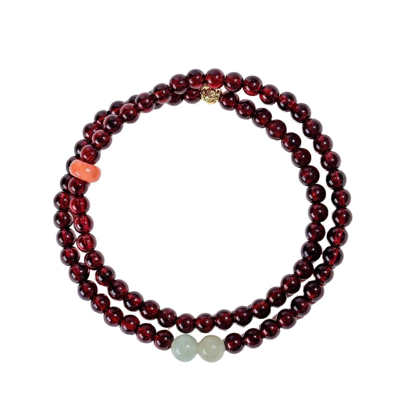 CNYTPE Garnet Bracelet for Women – Red Garnet Jewelry, Healing Crystal Bracelet, Handmade Gemstone Jewelry, Symbol of Love, Happiness & Harmony (4mm Garnet & Nephrite Bead)
