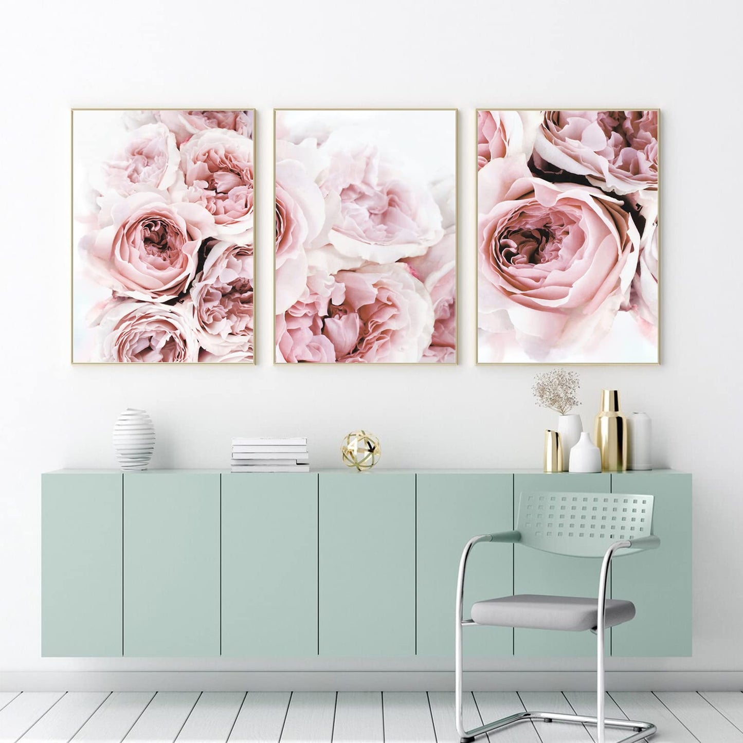 Pennclys Peony Wall Art Pink Flower Canvas Wall Art Prints Peonies Wall Art Abstract Flower Pictures Wall Decor Peony Painting Flower Poster for Living Room Bedroom 16x24 Inch (set of 3) Unframed