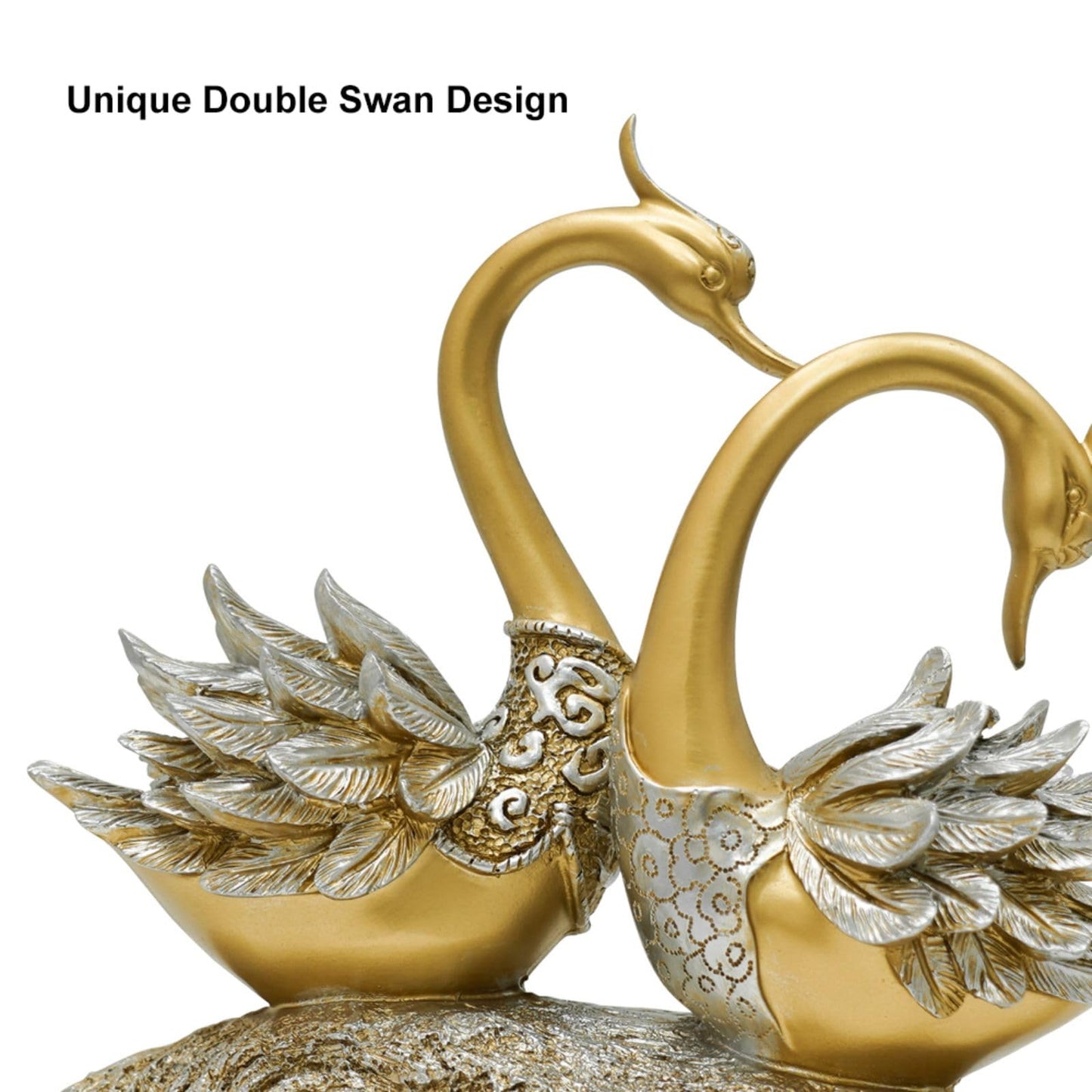 BULUXE 14.2" Gold Couple Swan Decor Figurine Modern Simulation Animal Sculpture Art Ornament Home Table Statue