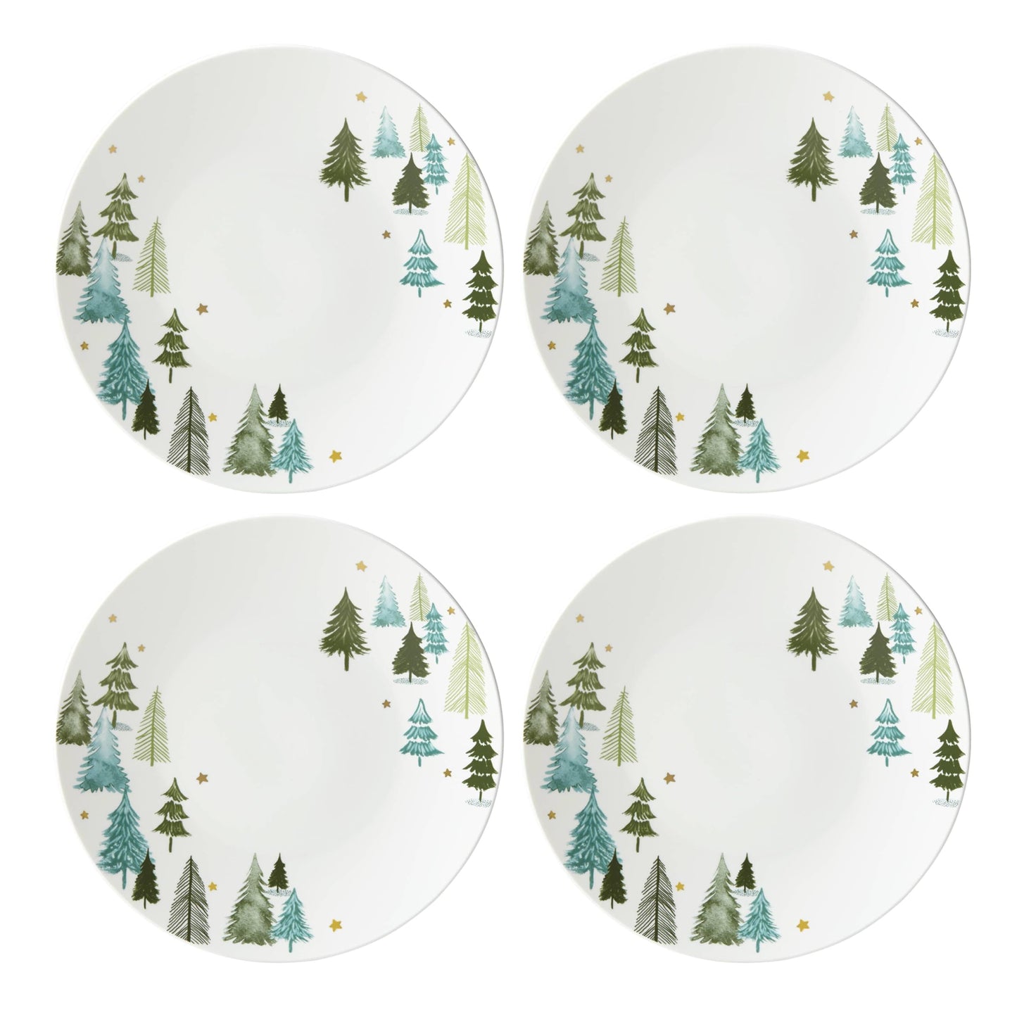 Lenox Dinnerware, Balsam Lane 12-Piece Dinnerware Set, Service For 4, Porcelain, Dishwasher & Microwave Safe, Plates & Bowls Sets, Christmas, Holiday Hosting, Home and Kitchen (White/Green, 12 Piece)