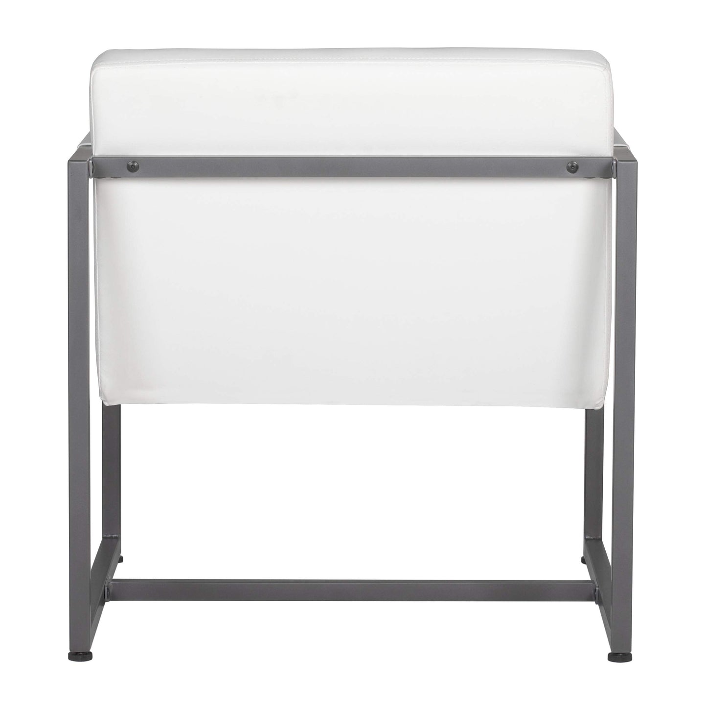 Studio Designs Home Modern Accent Chair Camber Mid-Century, Pewter Grey Metal Frame & White Bonded Leather