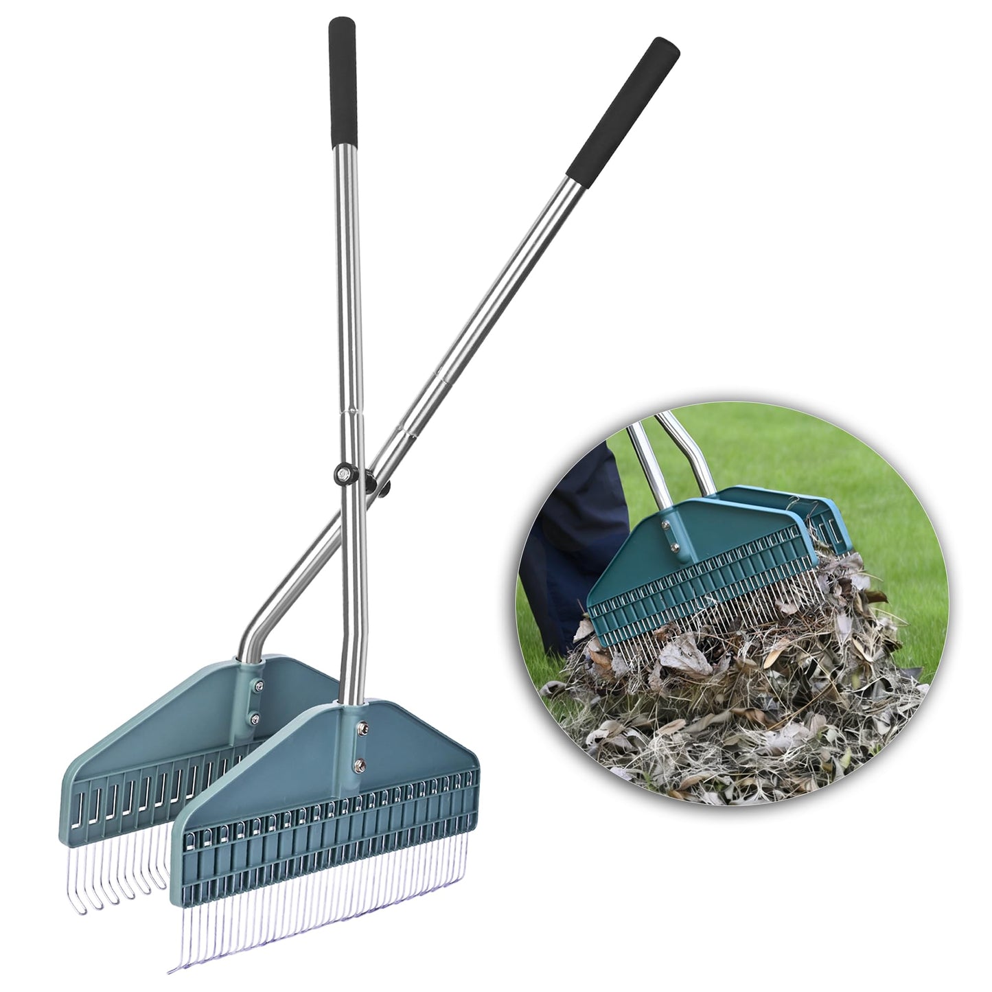 YEELOR Leaf Grabber, Yard Leaf Grabber Rake, No Need to Bend Over, Lightweight, 36.6 Inches in Length and 4 Pounds in Weight, Ideal for Picking Up Leaves, Weeds, Twigs and Other Debris