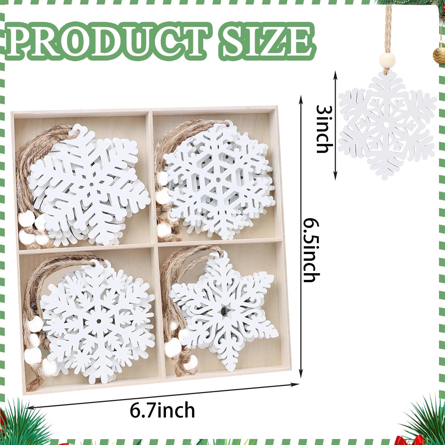 16Pcs White Snowflakes Ornaments Wooden Snowflake Christmas Ornament for Winter Home Tree Garland Christmas Decoration Holiady Crafts 8 Styles White Hollowed Hanging Ornaments