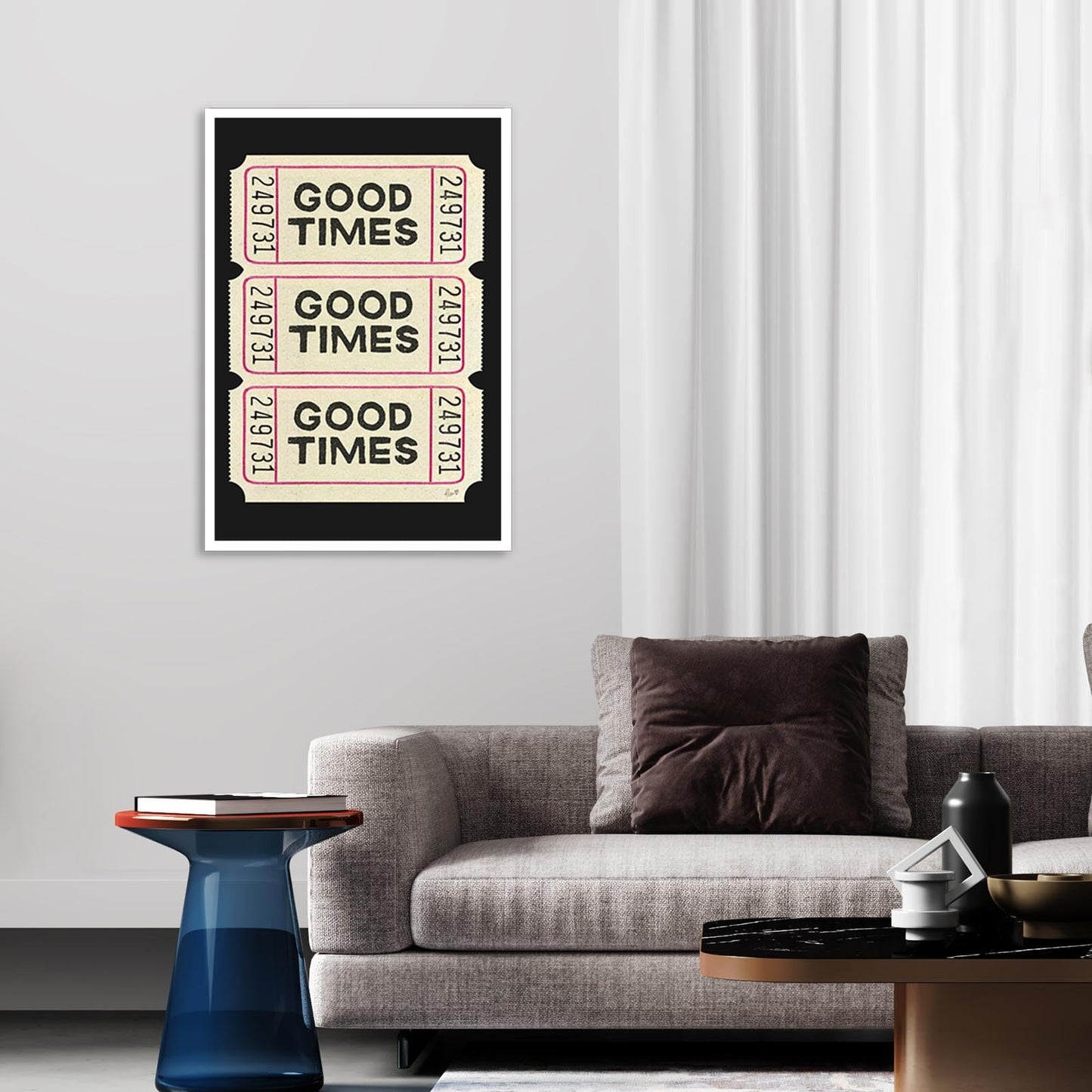 Trendy Wall Art Prints Poster Retro Good Times Ticket Print Black White Canvas Wall Art Retro Trendy Preppy Wall Decor For Bar Cart Teen Girls Living Room Bedroom Gallery 8x12in Unframed