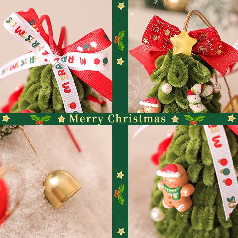 2PCS Christmas Tree Bell Pipe Cleaner Ornaments - Handmade Festive Hanging Decor for Christmas Tree, Home