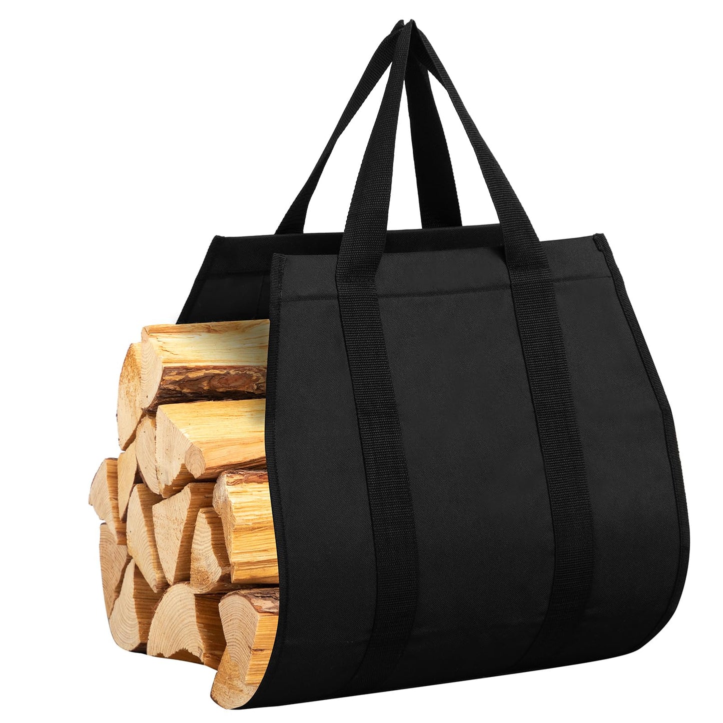 DOEWORKS Indoor Firewood Rack 18 Inch Fireplace Log Holder with Canvas Carrier
