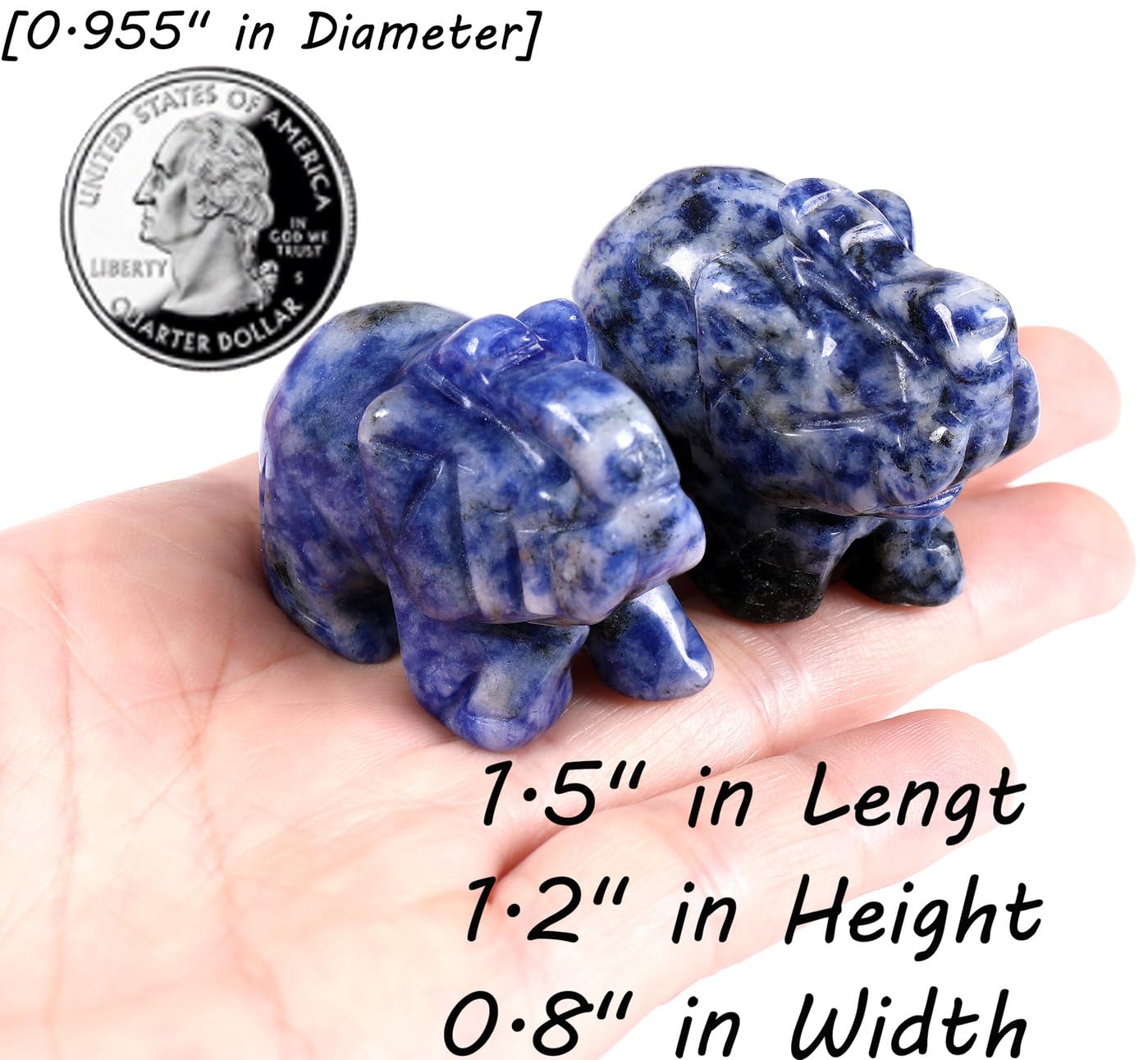 QINJIEJIE Blue White Sodalite Crystals Elephant Decor Cute Desk Polished Stones Figurine Natural Gemstones Luck Decoration Home Room Office Pocket Hippie Elephant Meditation Gift for Women