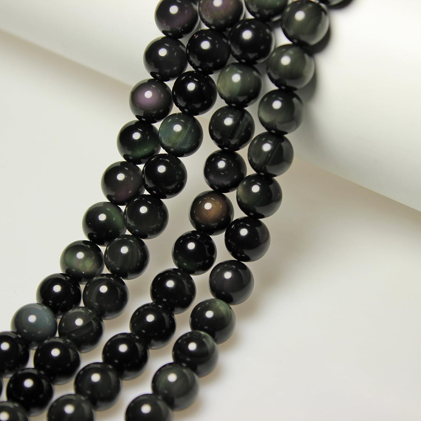 MJDCB Rare Collection Natural Stone Beads Rainbow Obsidian Round Loose Beads for Jewelry Making DIY Bracelet Necklace (6mm)
