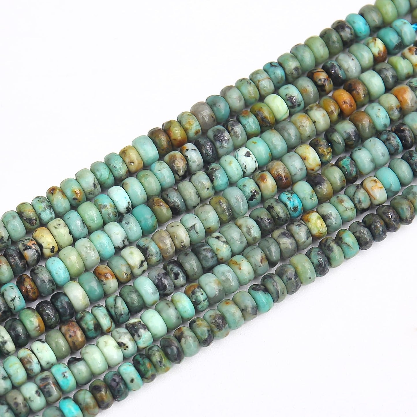 BONNY BOXX 1 Strand (150PCs) Natural 2 * 4mm African Turquoise Rondelle Beads, Natural Abacus Disk Stone Beads Loose Spacer Gemstone for DIY Bracelet Necklace Jewelry Making