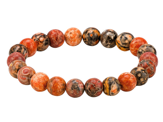 Amazing Gemstone Crystal Bracelet for Women Men's Gifts - Protection Healing Crystal Bracelet - 8mm Gemstone Beaded Stretchable Bracelet Pulseras Para Hombres Mujer Stocking Stuffers Mothers Day Gift (Leopard Jasper)