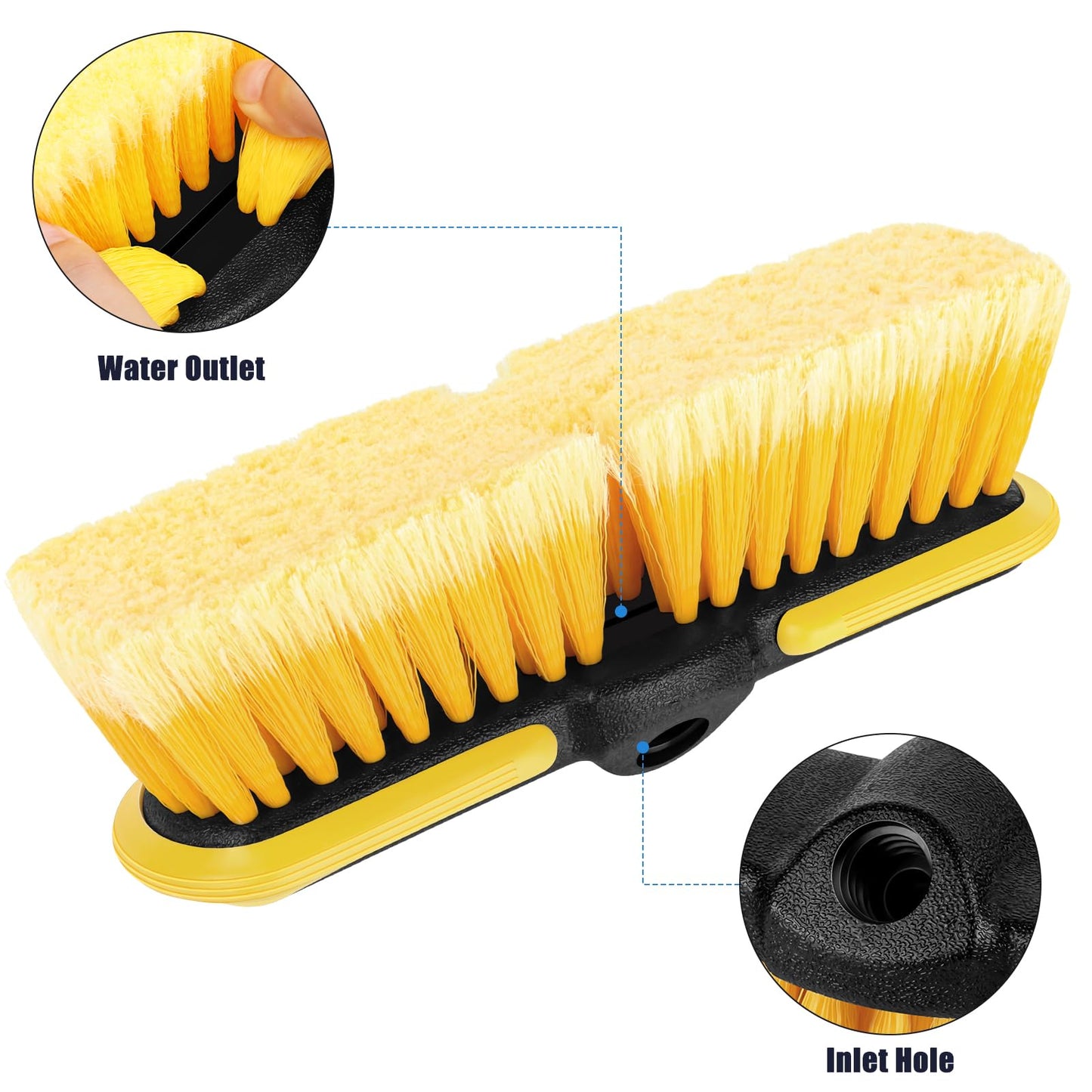 10 Inch Car Wash Brush Head, Scrub Brush Attachment for Long Handle Extension Pole,Outdoor Broom and Scrubbing Brush for Cleaning Window, Wall, House Floor, Deck, Patio, Car (10inch Brush-4Pack)