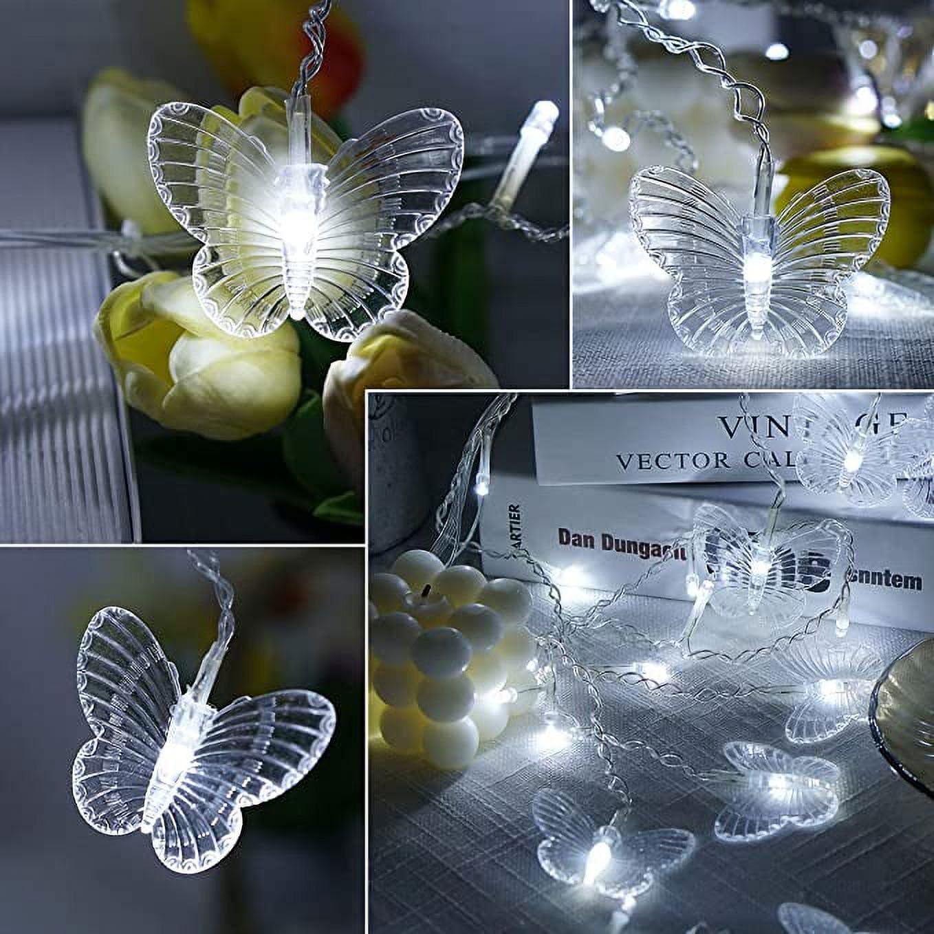 Lainin 12ft/3.5M USB Powered 8 Modes Butterfly Curtain Night Light Strip Icicle Fairy String Light, Perfect for Room Garden Wall Christmas Wedding Indoor/Outdoor Party Decoration (White)