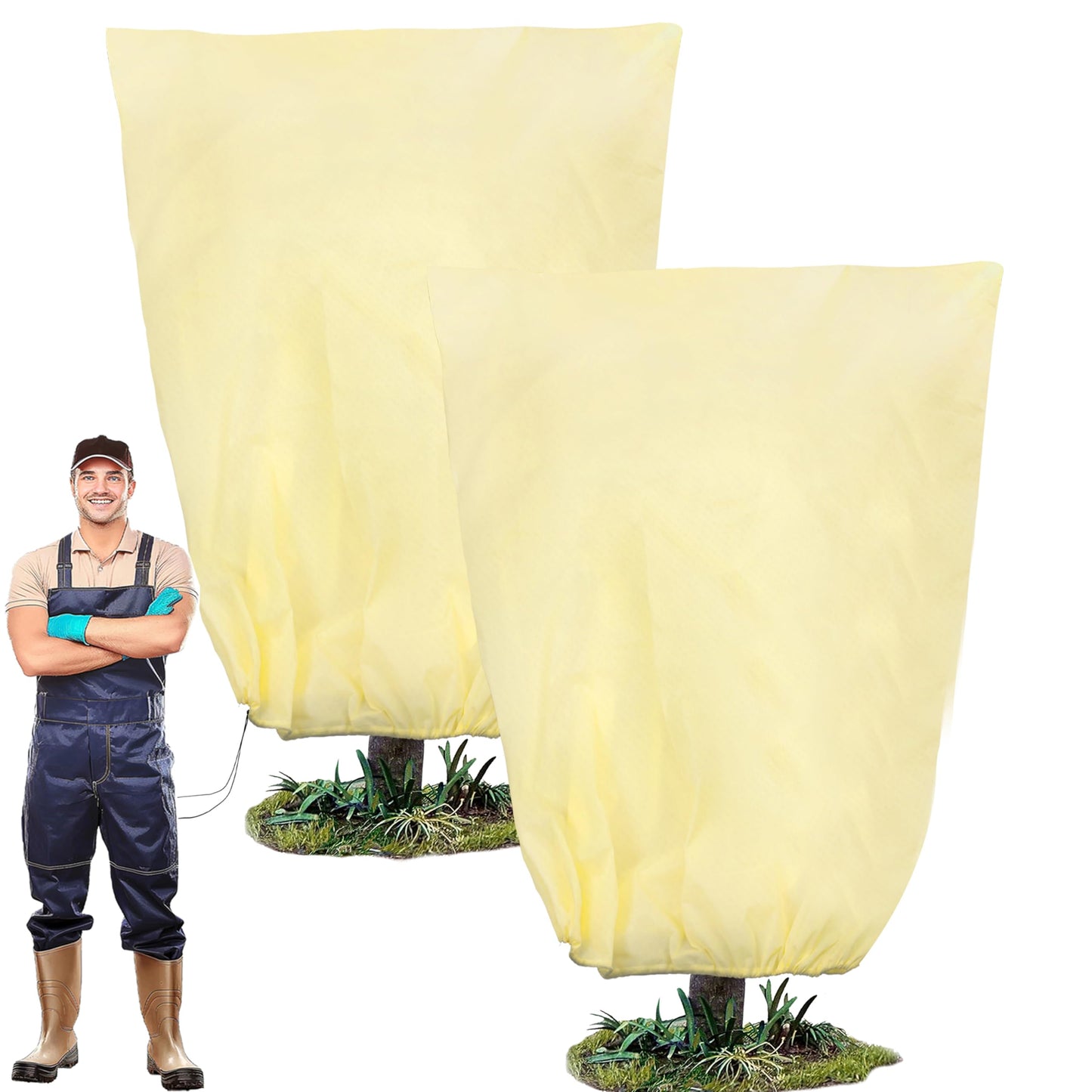 78x41inches Plant Covers Freeze Protection,2 Packs Thickened 2.82oz/yd² Frost Cloth for Outdoor Plants,Winter Tree Covers with Zipper&Drawstring,Plant Blanket for Winter Plant Covers Freeze Protection