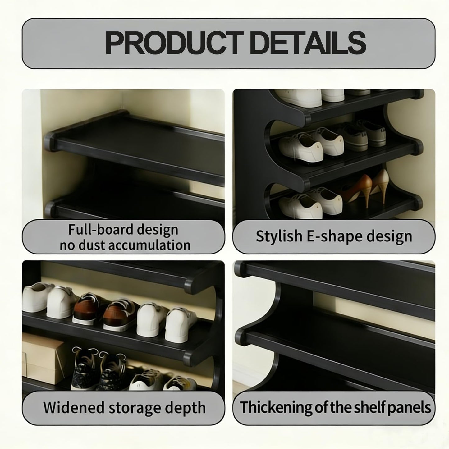 39" Bamboo Shoe Rack - Vertical Shoe Organizer Rack for Small Space, Narrow Shoe Tower for Closet, Entryway, Corner, Tall Shoe Shelf with Removable Shelves, Flexible Storage Shelf for Saving Space