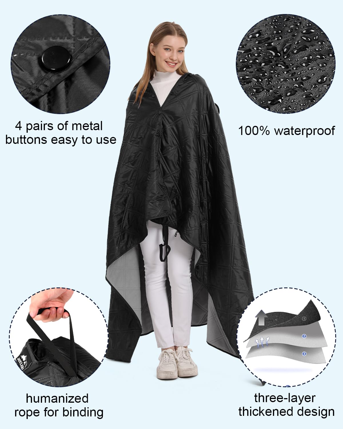 JOYLAMA Outdoor Camping Blanket, Fleece Waterproof Stadium Blanket with Portable Bag, Lightweight for Cold Weather, Sports, Pet, Beach, Picnic, Stadium, Travel, Car, 79 * 54inch