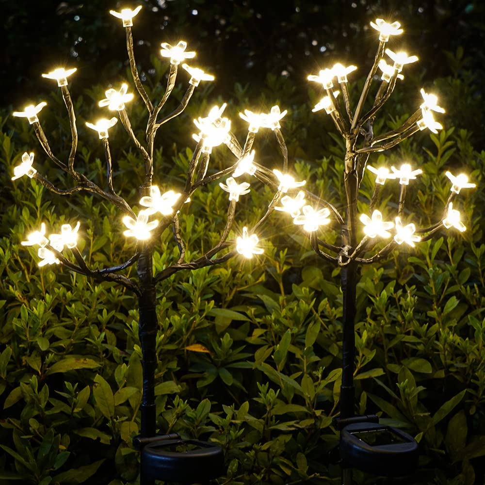 IUEECEN Solar Garden Lights Garden Decor, Solar Flowers Outdoor Decorative,2Pack 40LED Fairy Solar Lights Outdoor Waterproof Outside Yard,Patio,Pathway Decorations,Gardening Gifts for Women Mom