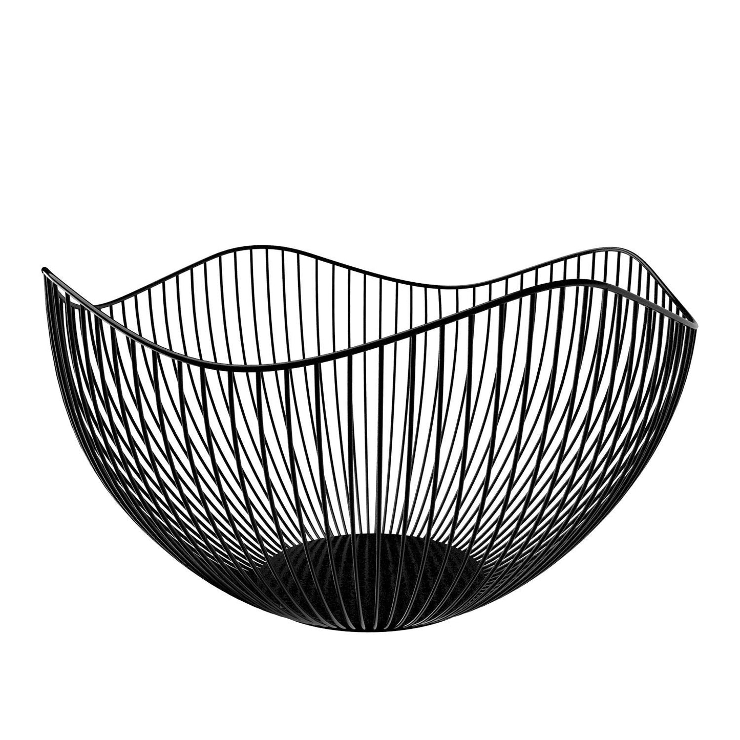 DMAR Wire Fruit Basket for Kitchen Counter with Wave Design. Black Fruit Bowl for Fruits & Veggies