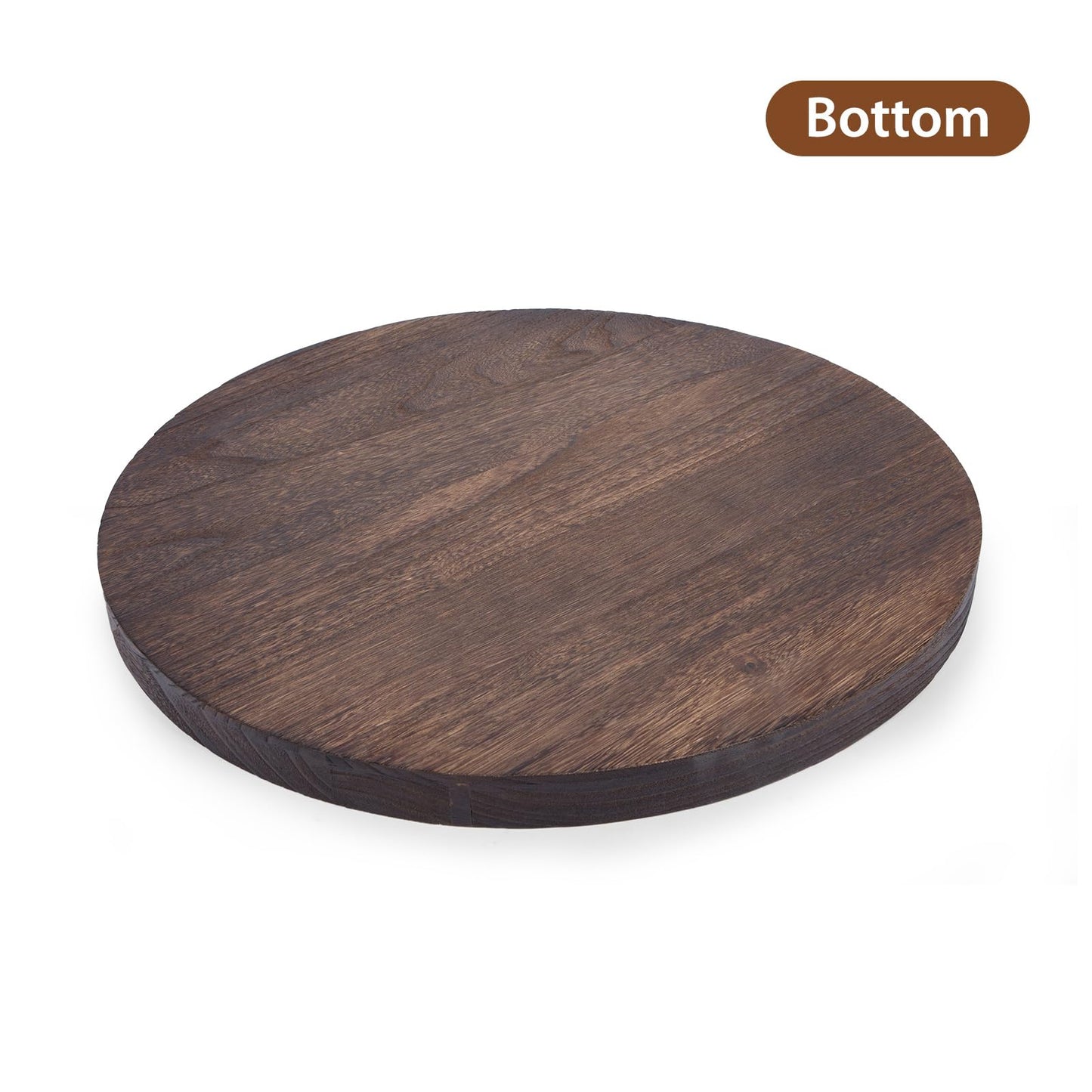 Round Ottoman Tray for Coffee Table Living Room Wood Serving Tray Large Wooden 24 Inches Rustic Brown