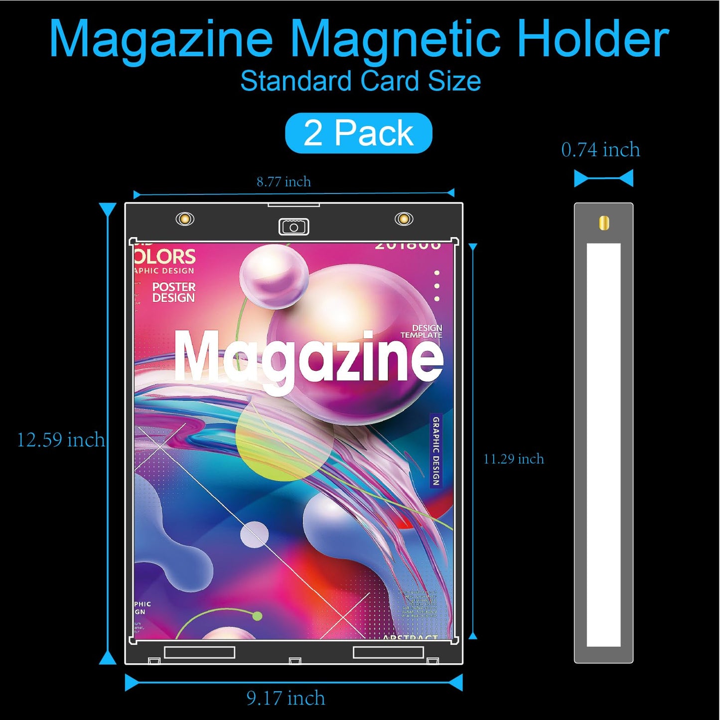 2-Pack Magazine Book Magnetic Holder - One Touch Magazine Magnetic Frame, Magazine Book Display Holders, UV Protection Comic Book Display Case, Premium Wall Mountable Magazine Book Protective Holder