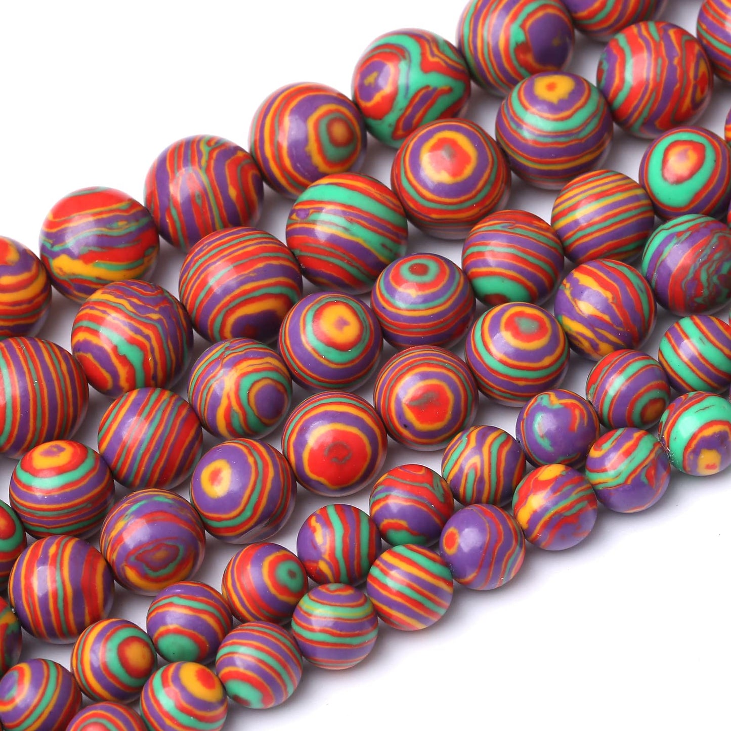 45PCS 8MM Beads Colorful Malachite Beads Round Loose Beads Natural Gem Beads for Jewelry Making 15"