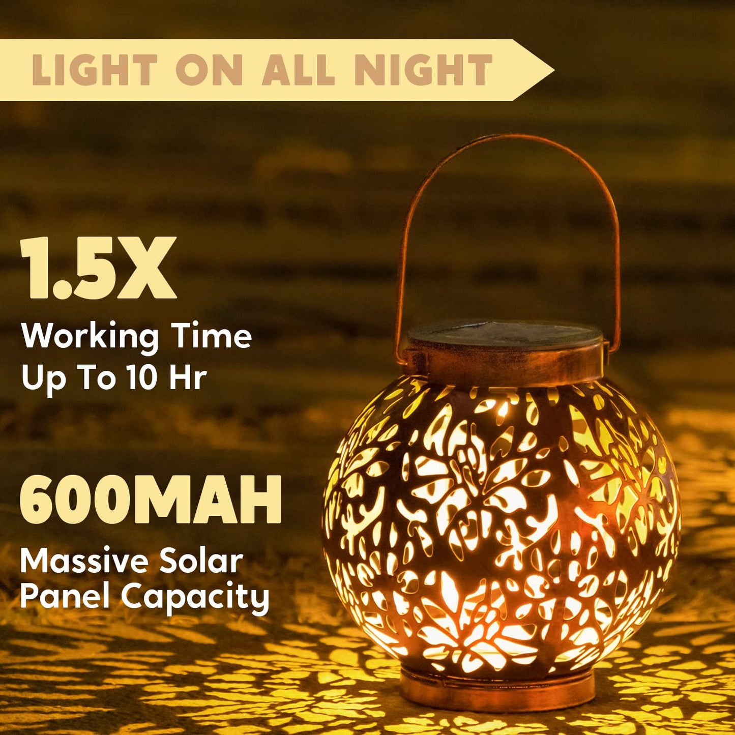 JOIEDOMI 2 Pack Outdoor Solar Hanging Lantern Lights, Waterproof Tabletop with Handle, LED Moroccan Lanterns, Metal Decorative Garden Solar Lights Spring for Patio, Lawn, Porch, Backyard