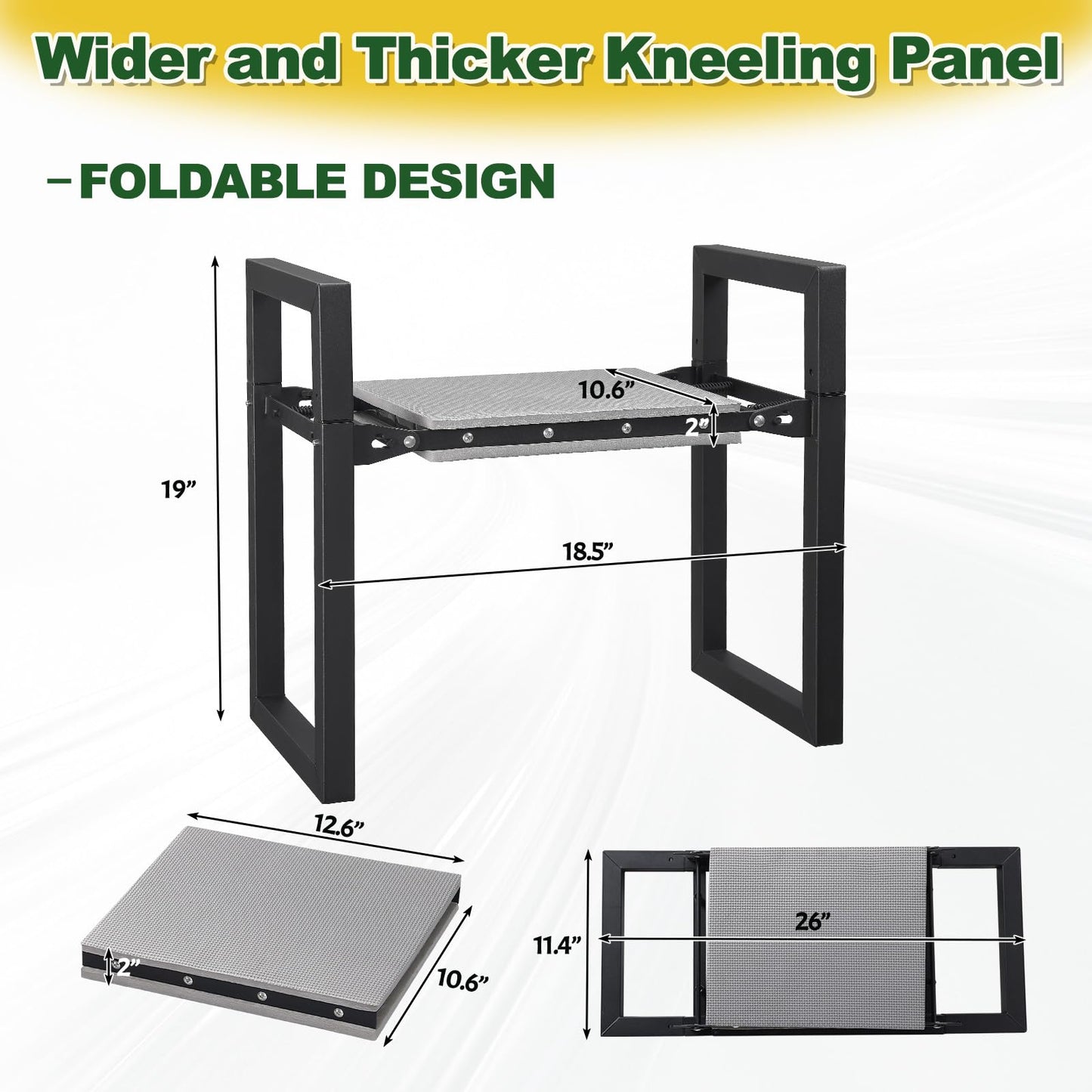 Garden Kneeling Stool Foldable, 2-in-1 Portable Kneeler and Seat with 12.6" Extra Wide Thickened Cushion, Comfortable for Gardening, Weeding, Outdoor Use - Support Up to 330lbs, Lightweight & Sturdy
