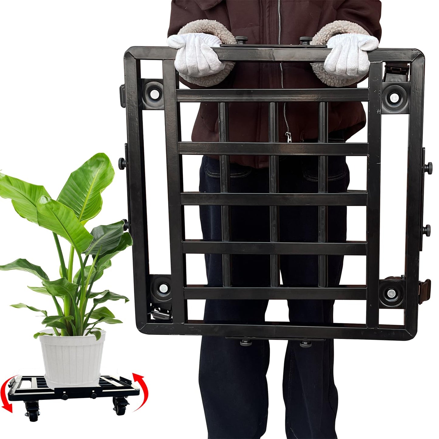 22" Plant Caddy with Wheels Heavy Duty, Metal Rolling Plant Mover Stand Indoor Outdoor, with Lockable Caster Wheels, Large Plant Pots, Parasol Stands and Bases or Plant Stand