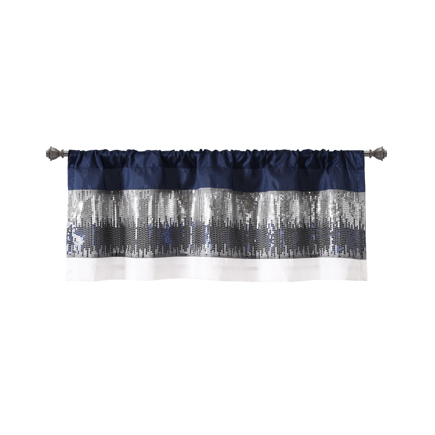 Lush Decor Night Sky Sequins Valance Curtain Single, 52"W x 18"L Navy & White - Kitchen Curtains Valances For Windows - Bathroom Curtains Window