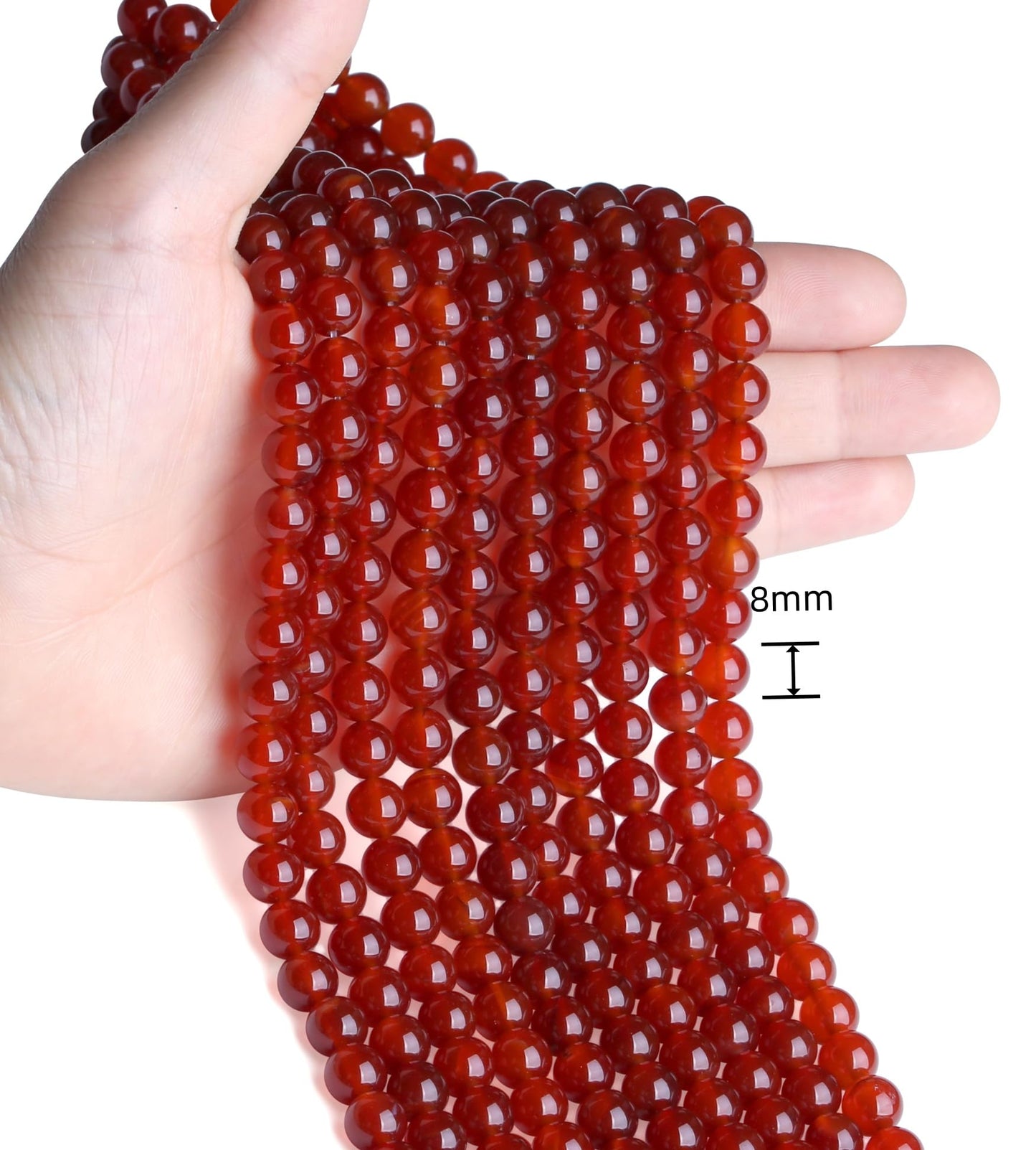 NUKAYAI Natural Carnelian Beads 100Pcs 8mm Red Crystal Beads Loose DIY Round Stone Bead for Bracelet Necklace Earrings Making