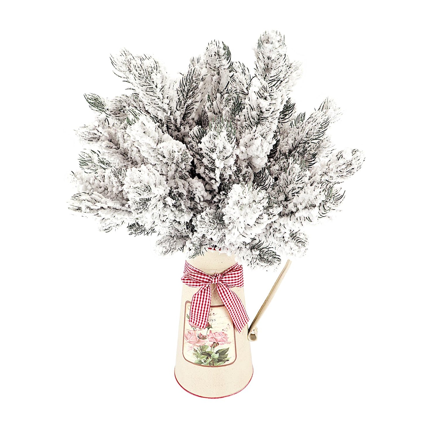 20PCS Frosted Artificial Pine Needles Branches 10.6 Inches Christmas Fake Snowy Pine Picks Twigs Winter Sprays Greenery Stems for Christmas Tree DIY Garlands Wreaths Crafts Home Holiday Decorations